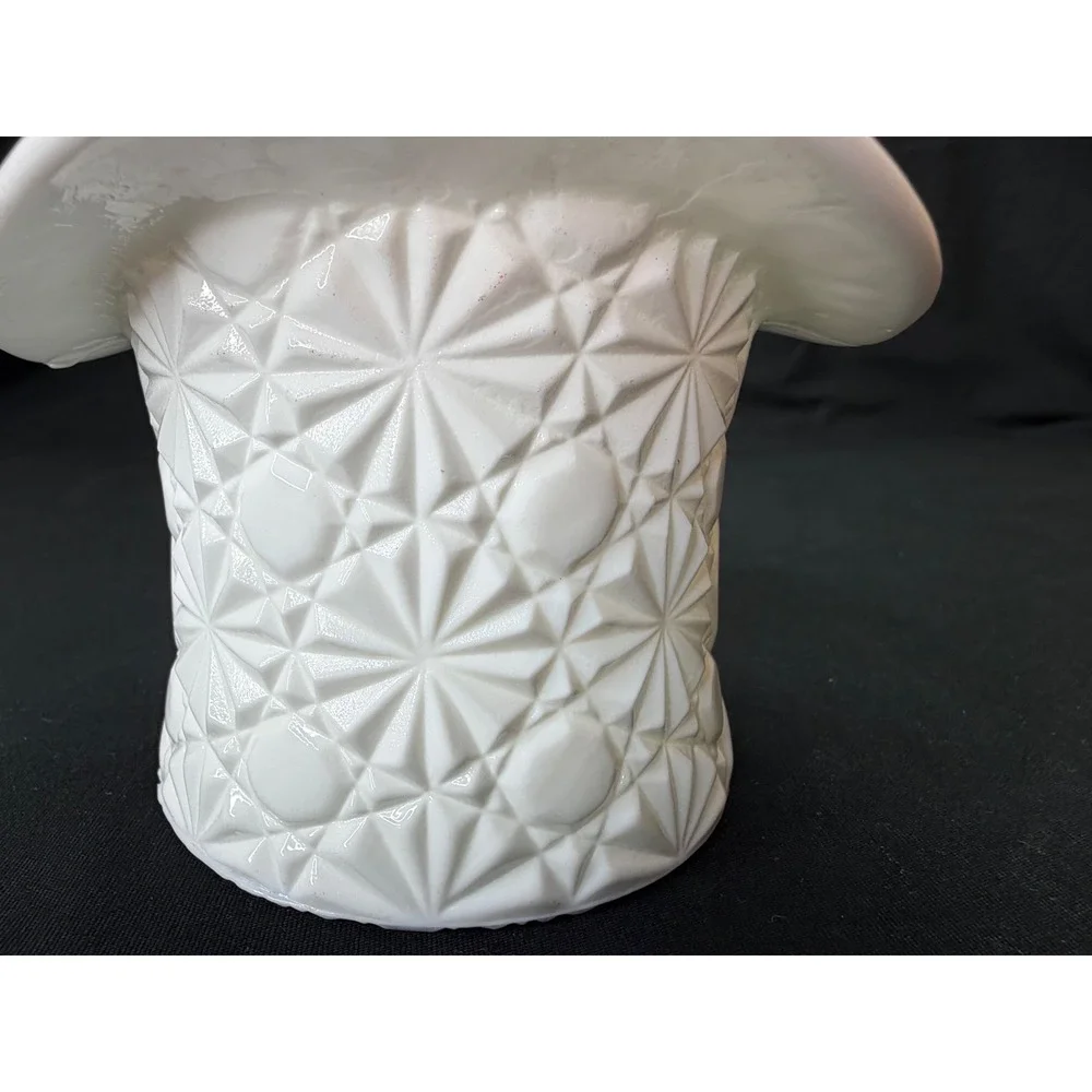 Vintage White Milk Glass Top Hat Daisy and Button Pattern Planter Decor